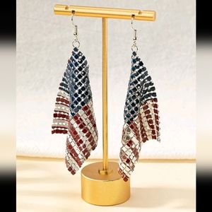 American Flag Chain Bead Earrings